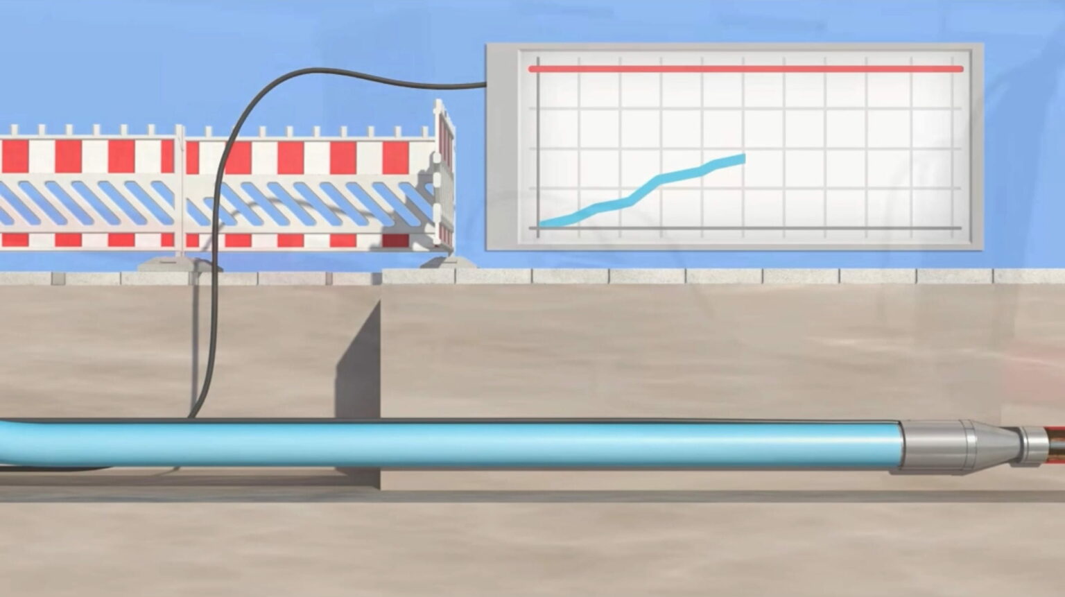 Infografía detallada sobre el proceso de la maniobra del Bursting para la renovación de tuberías subterráneas