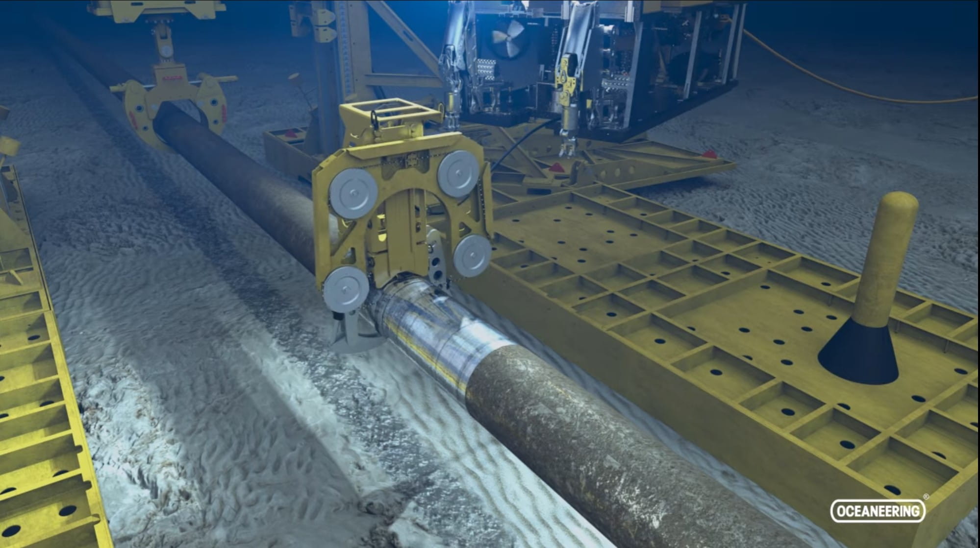 Infografía sobre las técnicas avanzadas para reparar tuberías offshore en el lecho marino.